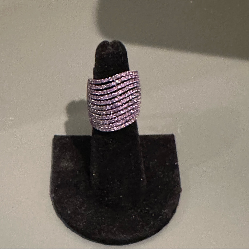 Noir Jewelry Lavender Crystal Multi-Row Statement Ring 5.5/6
